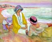 Три молодые девушки на пляже